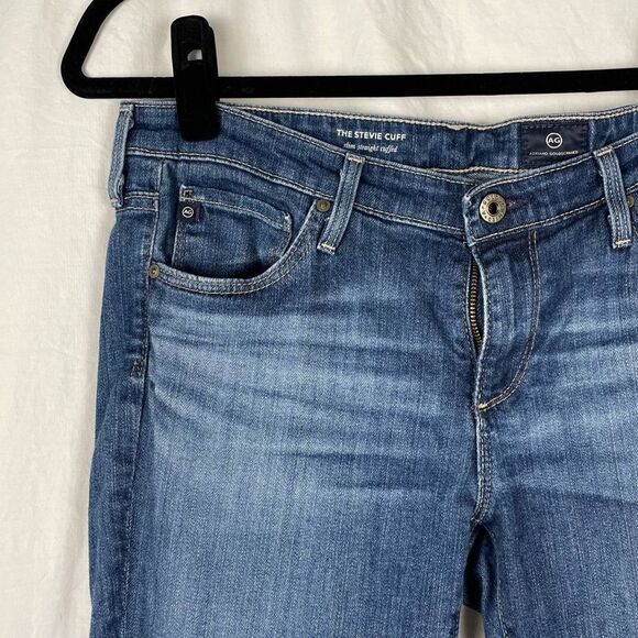 Ag Adriano Goldschmied The Stevie Cuff Slim Straight Denim Capri - Women 28 - Picture 4 of 7